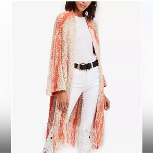 FREE PEOPLE Women's Boho Desert Daze Heavy Knit Fringe Duster Cardigan Sz XS/S